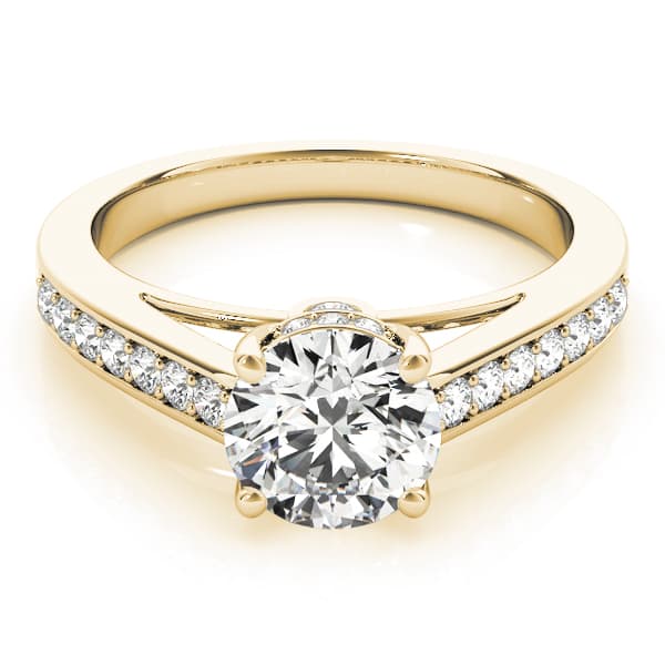 Single Row Prong Engagement Ring, style 84455, On hand view in yellow gold