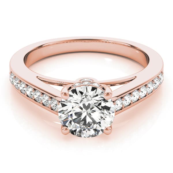 Single Row Prong Engagement Ring, style 84455, On hand view in rose gold