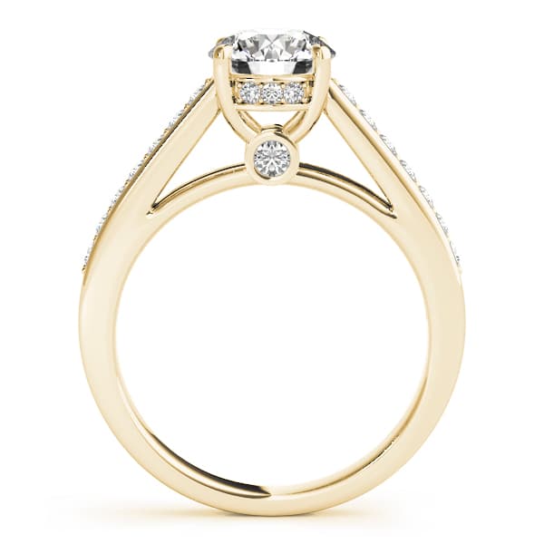 Single Row Prong Engagement Ring, style 84455, Side view in yellow gold