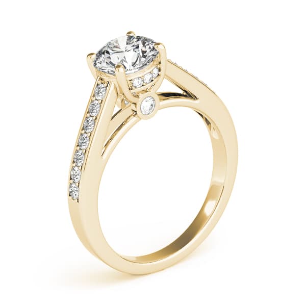 Single Row Prong Engagement Ring, style 84455, Top view in yellow gold