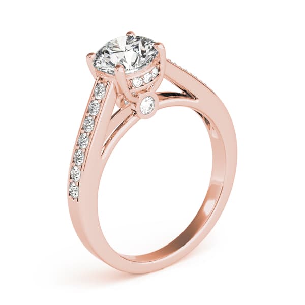 Single Row Prong Engagement Ring, style 84455, Top view in rose gold