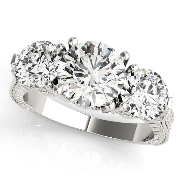 ENGAGEMENT RINGS 3 STONE ROUND — style 84462 in 10k White Gold