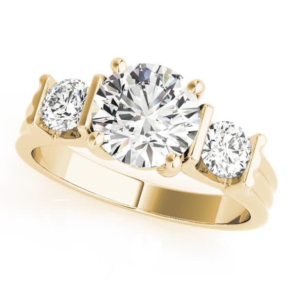 3-Stone Round Engagement Ring, style 84464, Front view in yellow gold