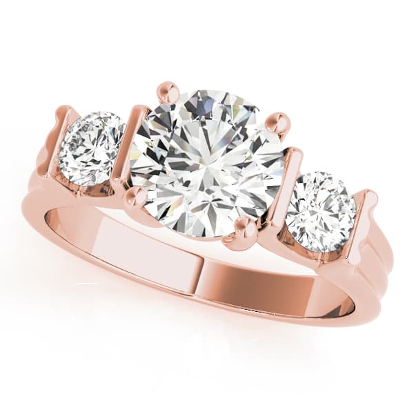 3-Stone Round Engagement Ring, style 84464, Front view in rose gold