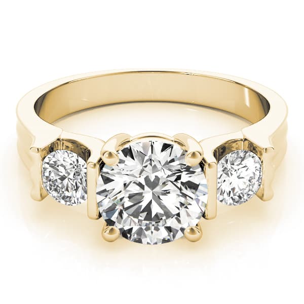 3-Stone Round Engagement Ring, style 84464, On hand view in yellow gold