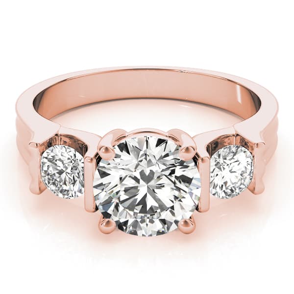 3-Stone Round Engagement Ring, style 84464, On hand view in rose gold
