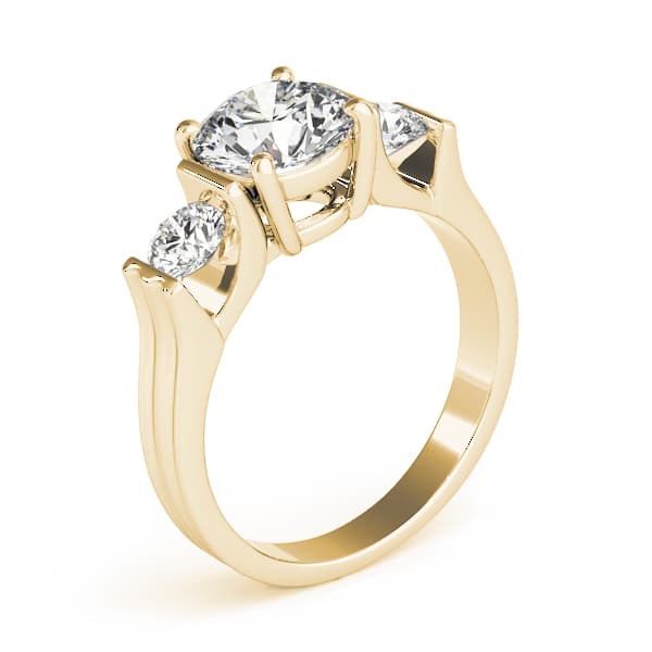 3-Stone Round Engagement Ring, style 84464, Top view in yellow gold