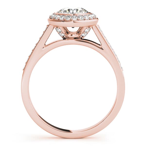 Halo Round Engagement Ring, style 84474, Side view in rose gold
