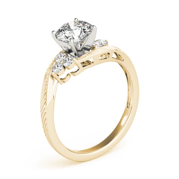 Cluster Sides Engagement Ring, style 84476, Top view in yellow gold
