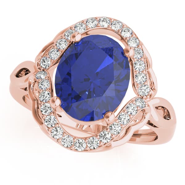 Oval Filigree Halo Color Ring (0.21 ct. tw.), Front view in rose gold