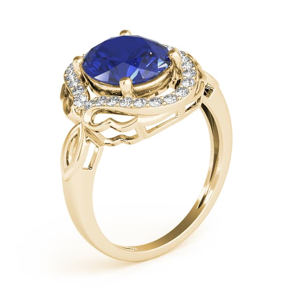 Oval Filigree Halo Color Ring (0.21 ct. tw.), Angle view in yellow gold