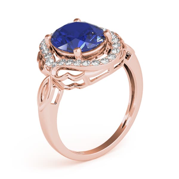 Oval Filigree Halo Color Ring (0.21 ct. tw.), Angle view in rose gold