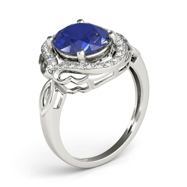Oval Filigree Halo Color Ring (0.21 ct. tw.), Angle view in white gold or platinum