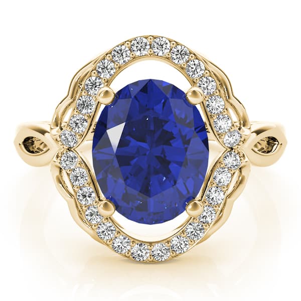 Oval Filigree Halo Color Ring (0.21 ct. tw.), On hand view in yellow gold