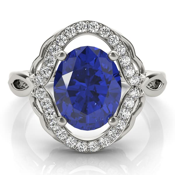 Oval Filigree Halo Color Ring (0.21 ct. tw.), On hand view in white gold or platinum