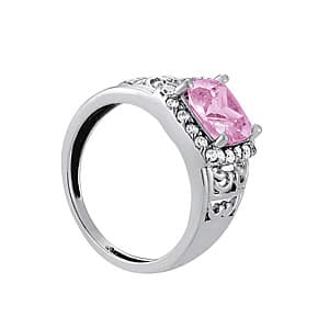 Princess & Cushion Gemstone Ring (0.2 ct. tw.), Side view in white gold or platinum