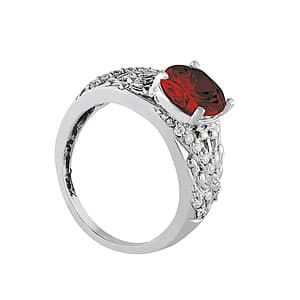 Oval Gemstone Ring (0.2 ct. tw.), Side view in white gold or platinum