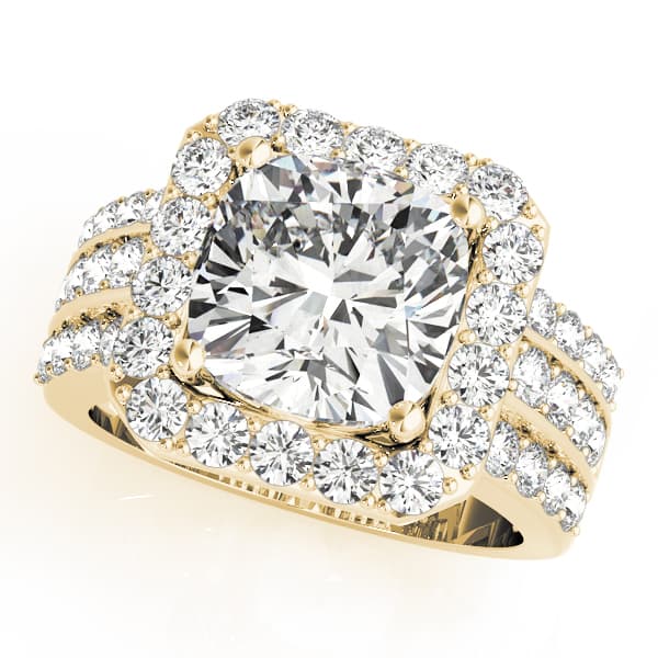 Multi-Row Halo Engagement Ring in Yellow gold