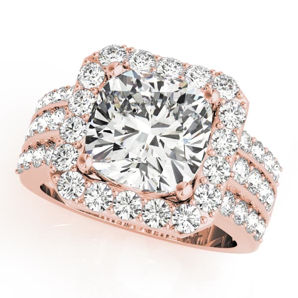 Multi-Row Halo Engagement Ring, style 84489, Front view in rose gold