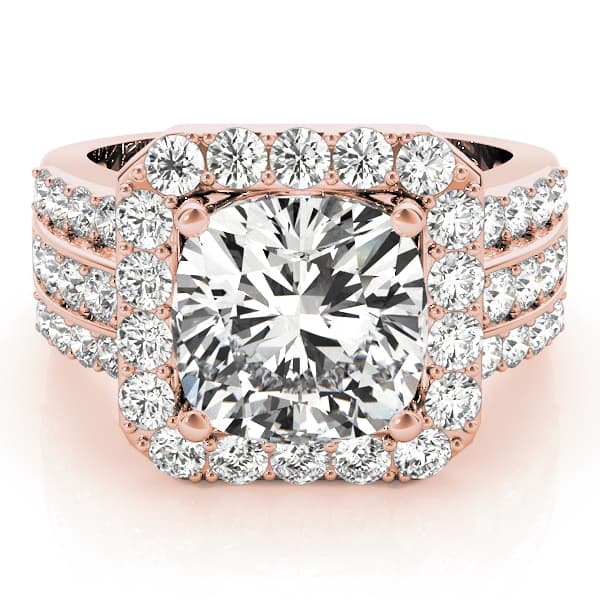 Multi-Row Halo Engagement Ring, style 84489, On hand view in rose gold