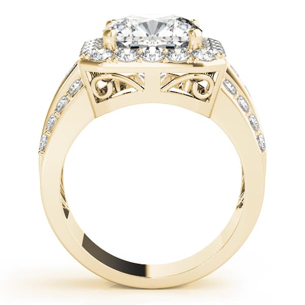 Multi-Row Halo Engagement Ring, style 84489, Side view in yellow gold