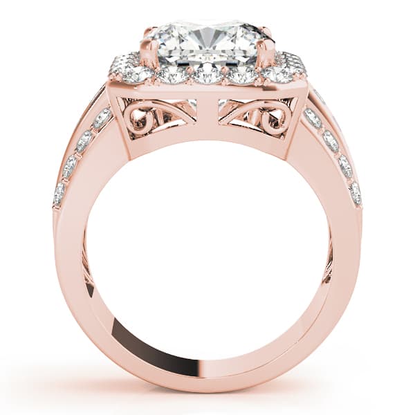 Multi-Row Halo Engagement Ring, style 84489, Side view in rose gold