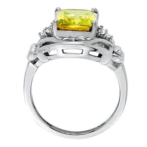 Oval Gemstone Ring (0.09 ct. tw.), Side view in white gold or platinum