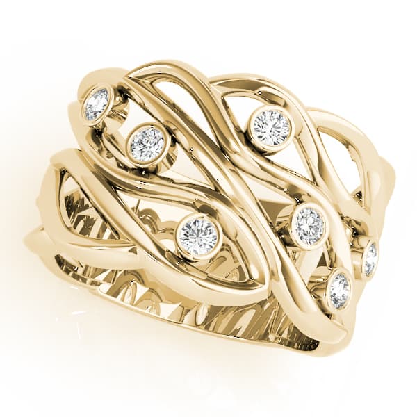 Bezel Set Filigree Fashion Ring (0.18 ct. tw.), Front view in yellow gold