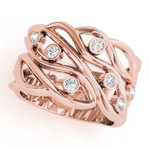 Bezel Set Filigree Fashion Ring (0.18 ct. tw.), Front view in rose gold