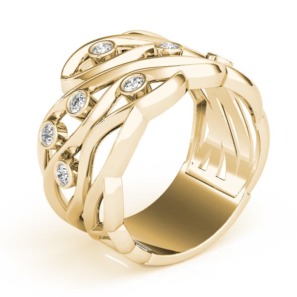 Bezel Set Filigree Fashion Ring (0.18 ct. tw.), Angle view in yellow gold