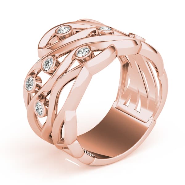 Bezel Set Filigree Fashion Ring (0.18 ct. tw.), Angle view in rose gold