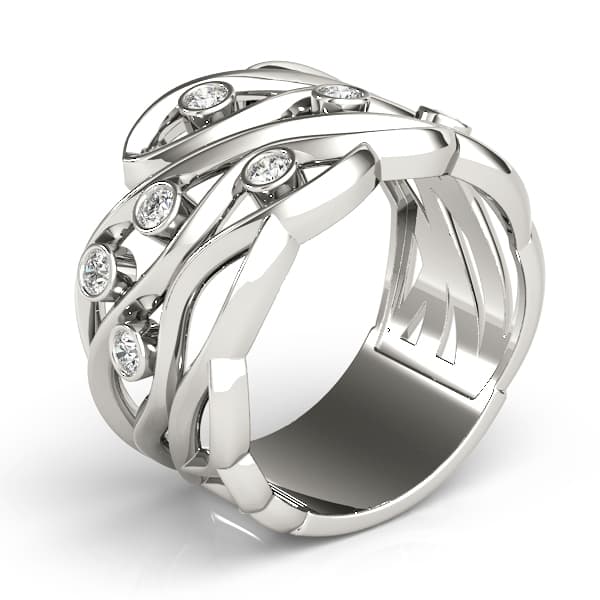 Bezel Set Filigree Fashion Ring (0.18 ct. tw.), Angle view in white gold or platinum