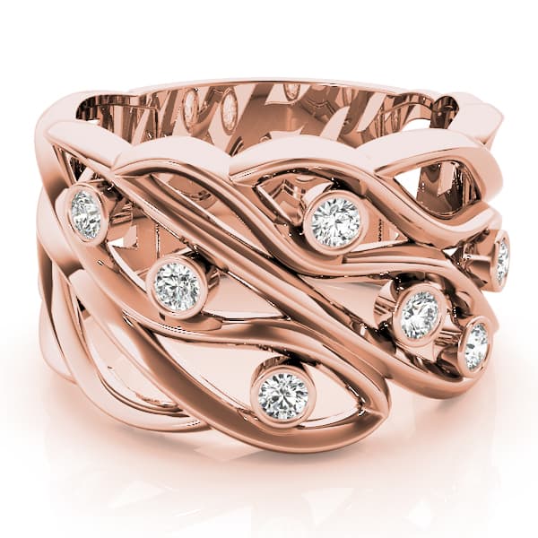 Bezel Set Filigree Fashion Ring (0.18 ct. tw.), On hand view in rose gold