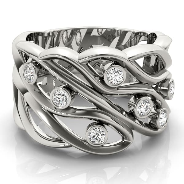 Bezel Set Filigree Fashion Ring (0.18 ct. tw.), On hand view in white gold or platinum
