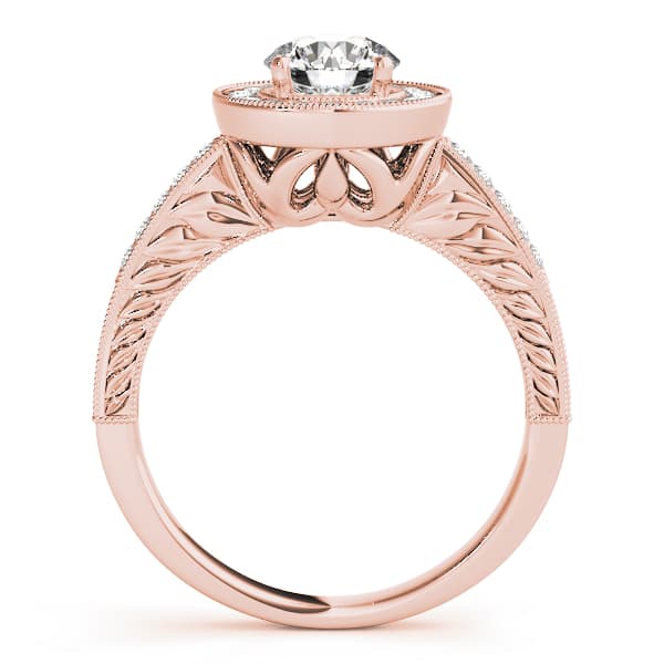 Halo Round Engagement Ring, style 84509, Side view in rose gold