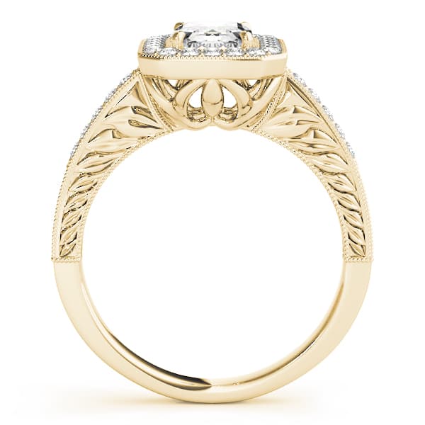 Halo Emerald Engagement Ring, style 84511, Side view in yellow gold
