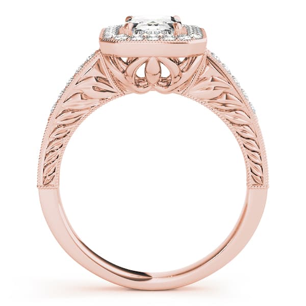 Halo Emerald Engagement Ring, style 84511, Side view in rose gold