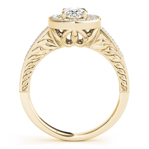 Oval Shaped Milgrain Filigree Engagement Ring, style 84512, Side view in yellow gold