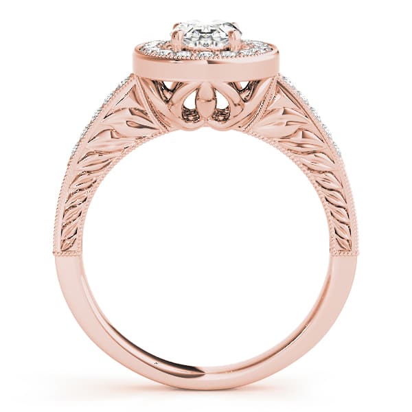 Oval Shaped Milgrain Filigree Engagement Ring, style 84512, Side view in rose gold