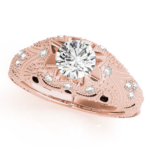 Antique Engagement Ring, style 84514, Front view in rose gold