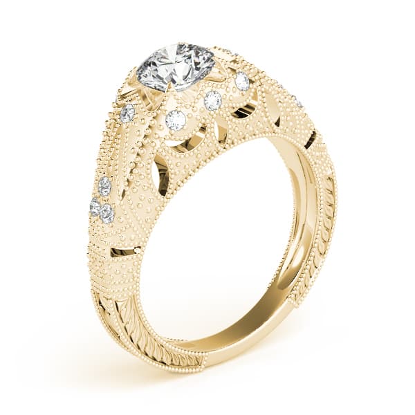 Antique Engagement Ring, style 84514, Angle view in yellow gold