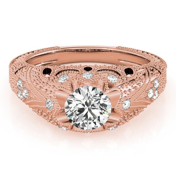 Antique Engagement Ring, style 84514, On hand view in rose gold