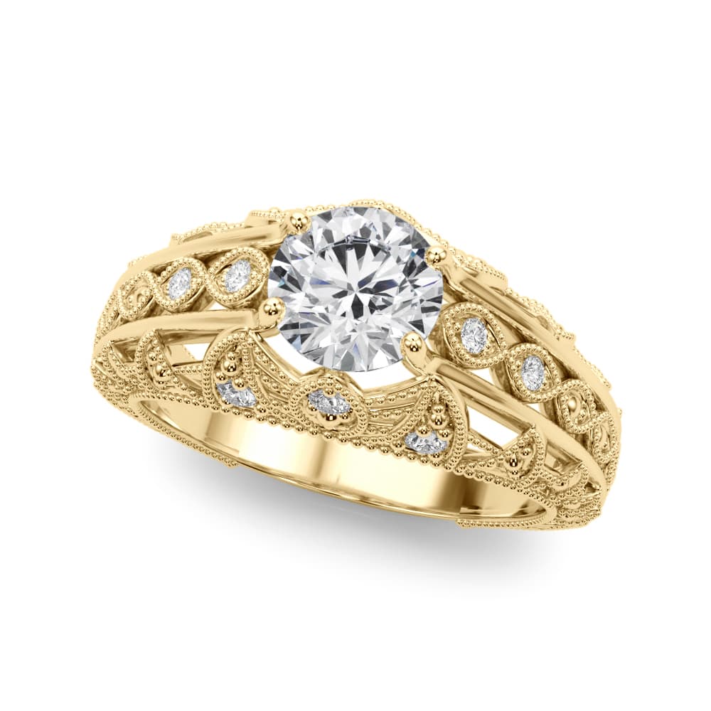 Antique Engagement Ring, style 84517, Front view in yellow gold