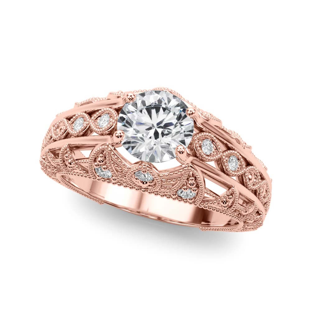 Antique Engagement Ring, style 84517, Front view in rose gold
