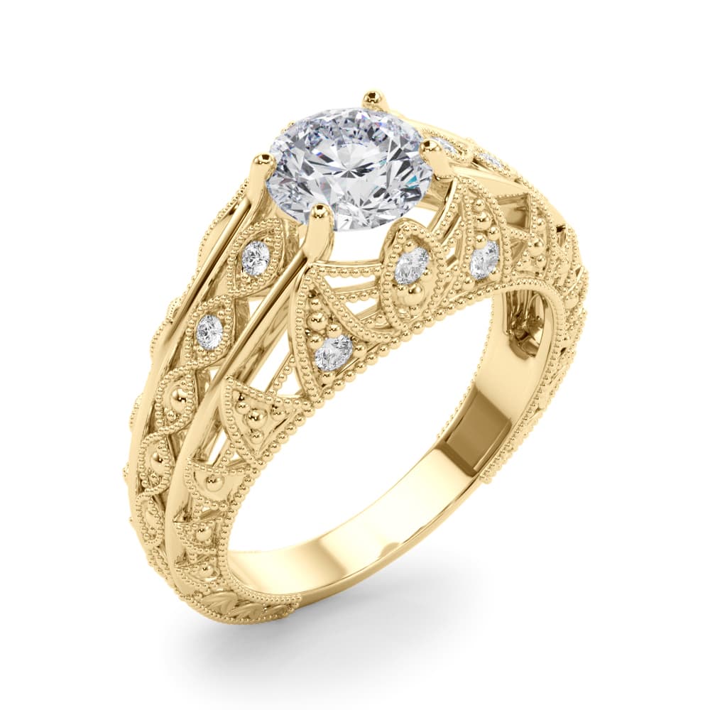 Antique Engagement Ring, style 84517, Angle view in yellow gold