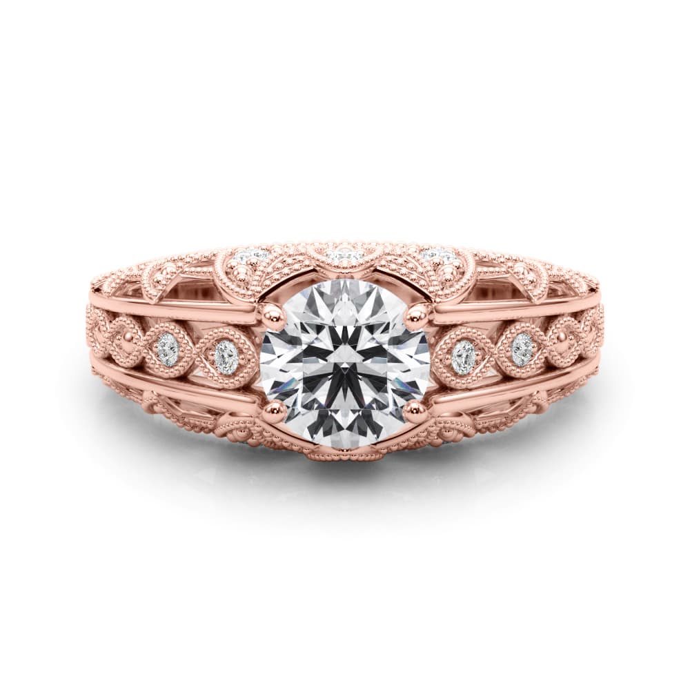 Antique Engagement Ring, style 84517, On hand view in rose gold