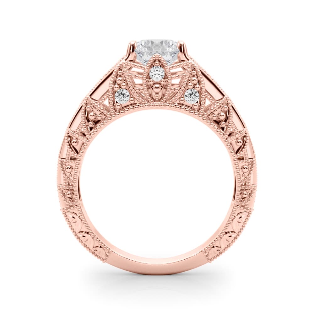 Antique Engagement Ring, style 84517, Side view in rose gold