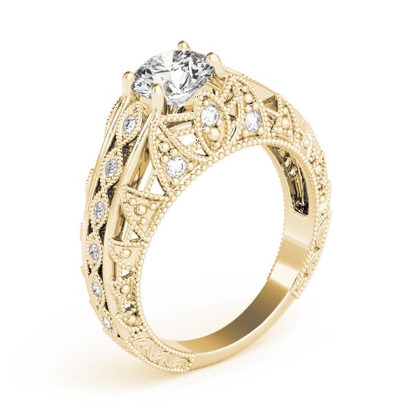 Antique Engagement Ring, style 84517, Top view in yellow gold