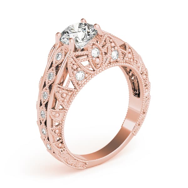 Antique Engagement Ring, style 84517, Top view in rose gold