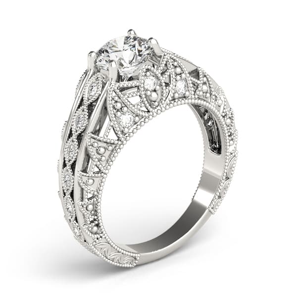 Antique Engagement Ring, style 84517, Top view in white gold or platinum